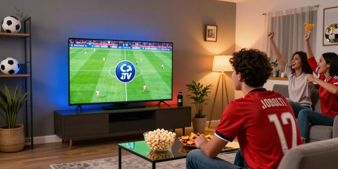Engaging live football viewing experience on Ca Khia TV with snacks and friends cheering.
