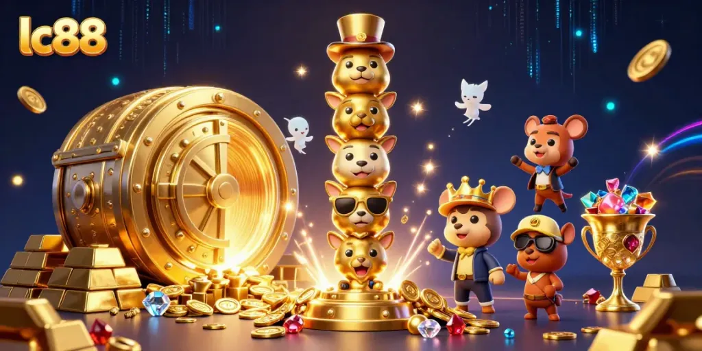 Experience the thrill of lc88 casino gaming with a vibrant illustration of excitement and fortune.