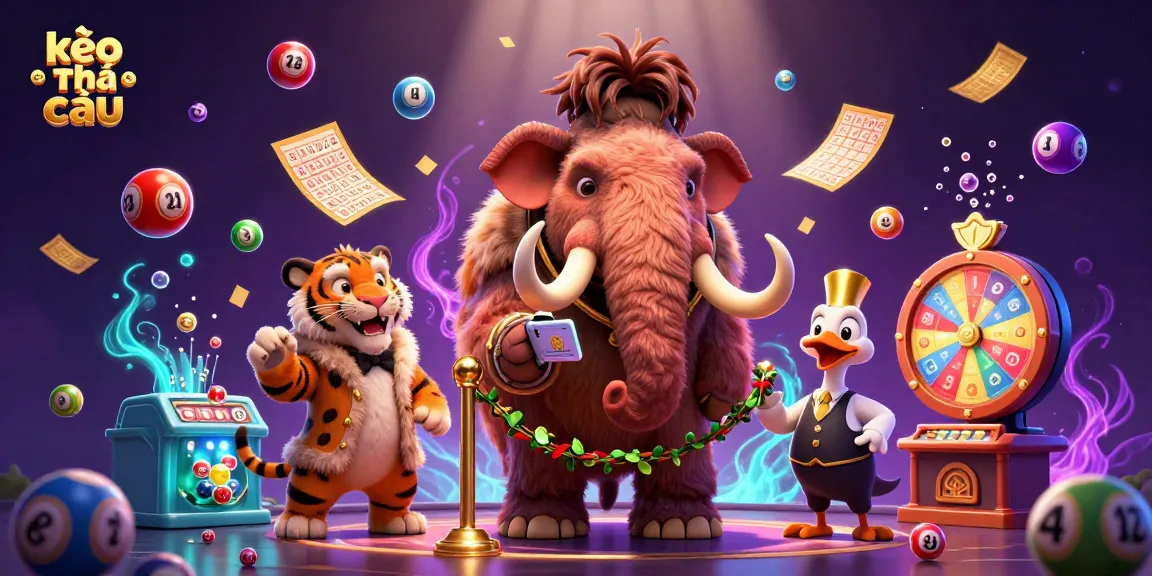 Engage with kèo nhà cái through a rich, dynamic casino scene featuring colorful lottery elements and iconic characters.