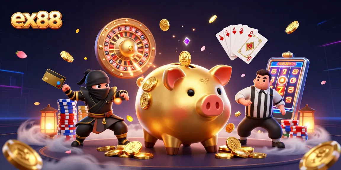 Experience thrilling wins at ex88 with colorful characters and cascading casino elements.