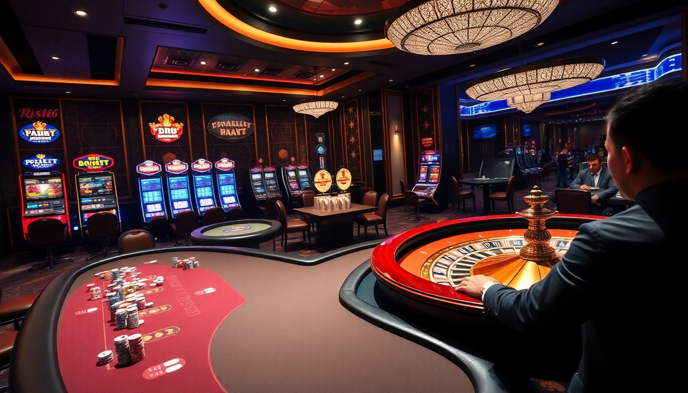 Players engaging in high-stakes gambling at RR88 casino with poker chips and cards.