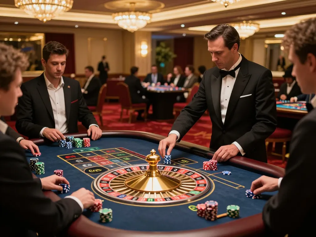Engaged players placing bets at a roulette table while using https://fun88cd.in.net/ for online gambling.