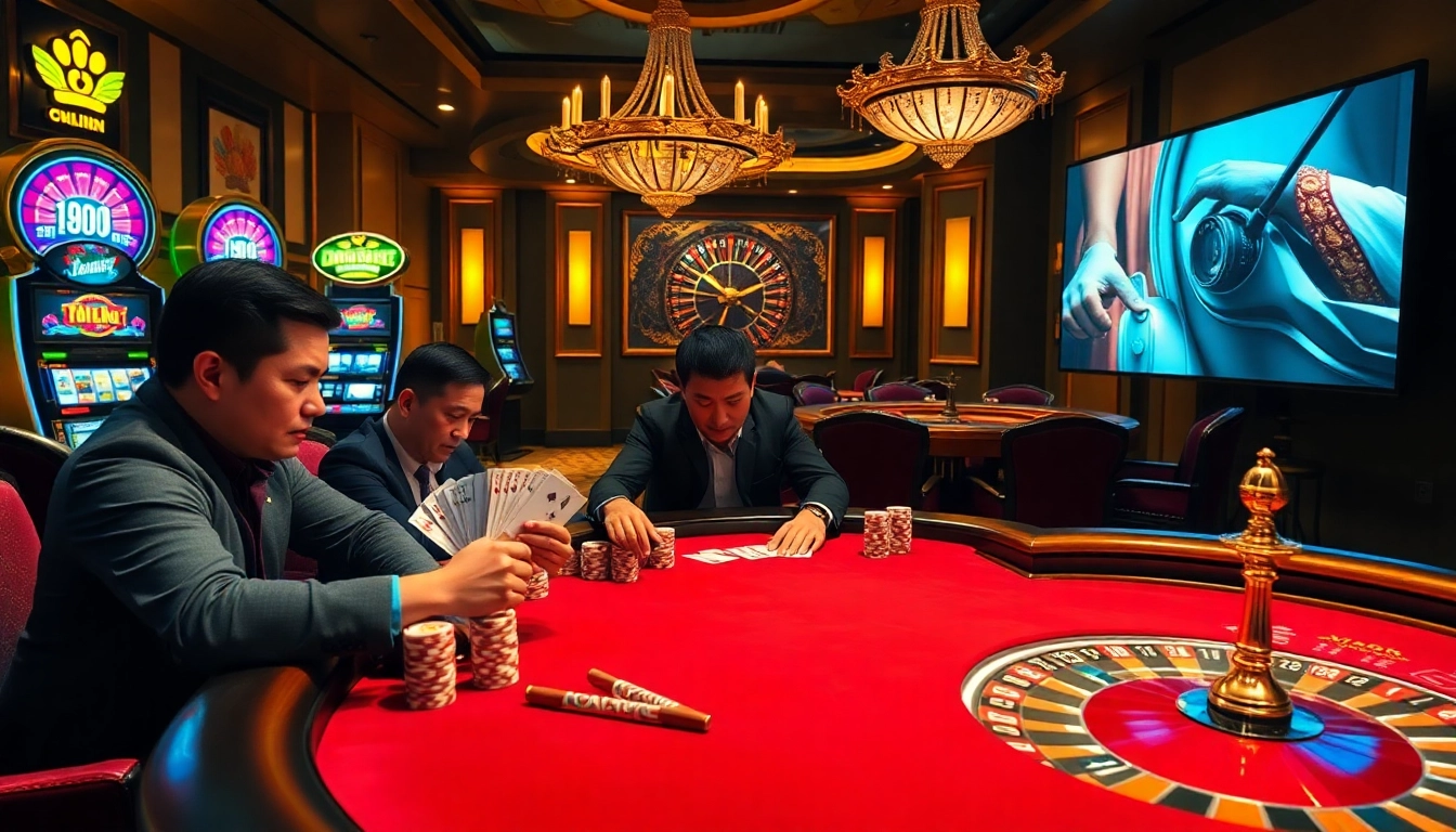 Experience phim moi in a thrilling casino environment with high-stakes poker, vibrant slot machines, and elegant decor.