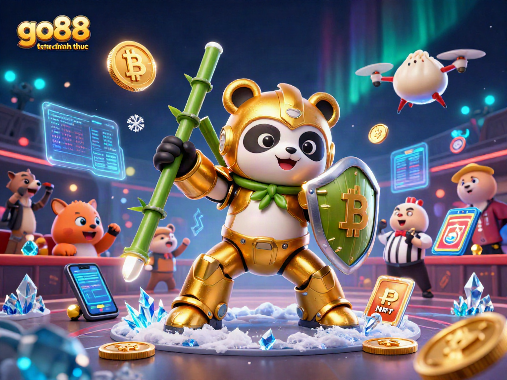 Engage with go88 trang chu chinh thuc by exploring a colorful 3D casino scene filled with animated characters and cryptocurrency.