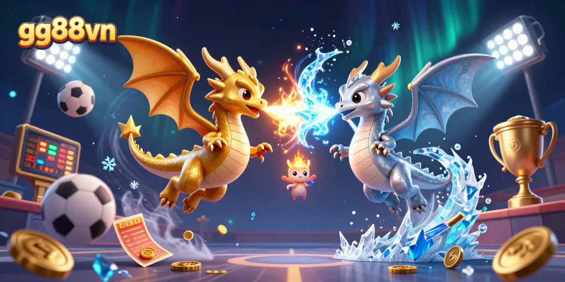 Engage with gg88vn's thrilling gameplay, featuring dynamic dragons in a vibrant casino scene.