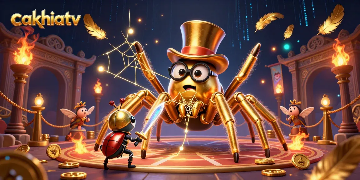 Experience dynamic gameplay at cakhiatv with the bold tarantula and beetle knight amid exciting casino elements.