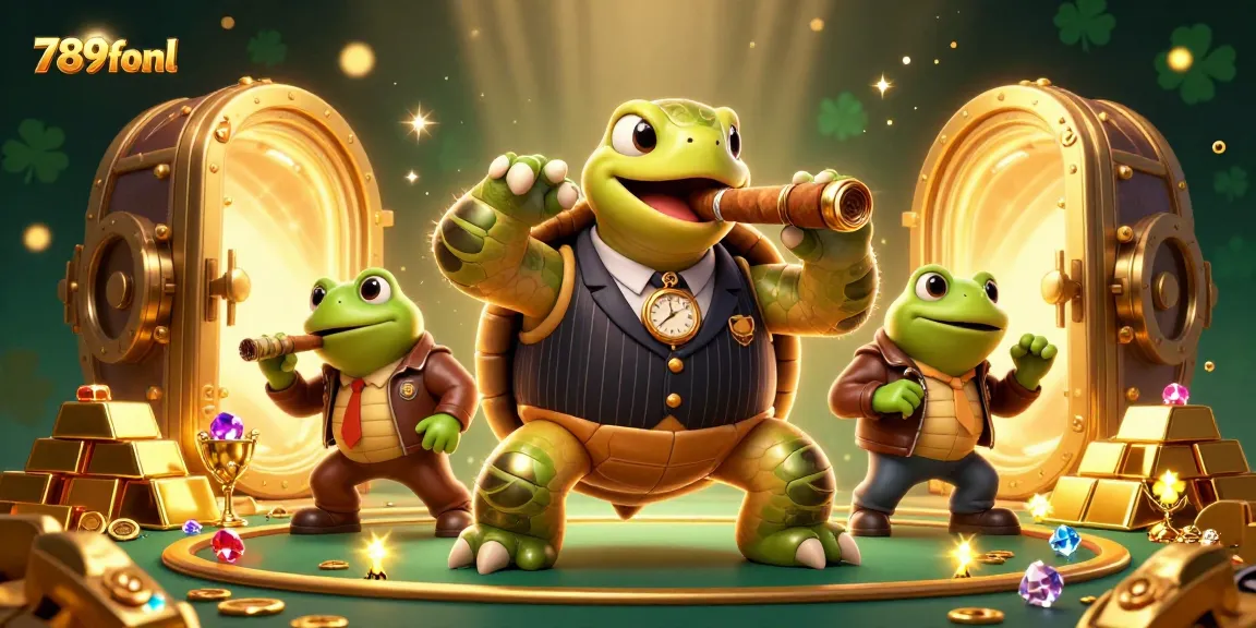 Experience thrilling gameplay with 789fonl's vibrant gambling world featuring a unique cartoon turtle and frog characters.