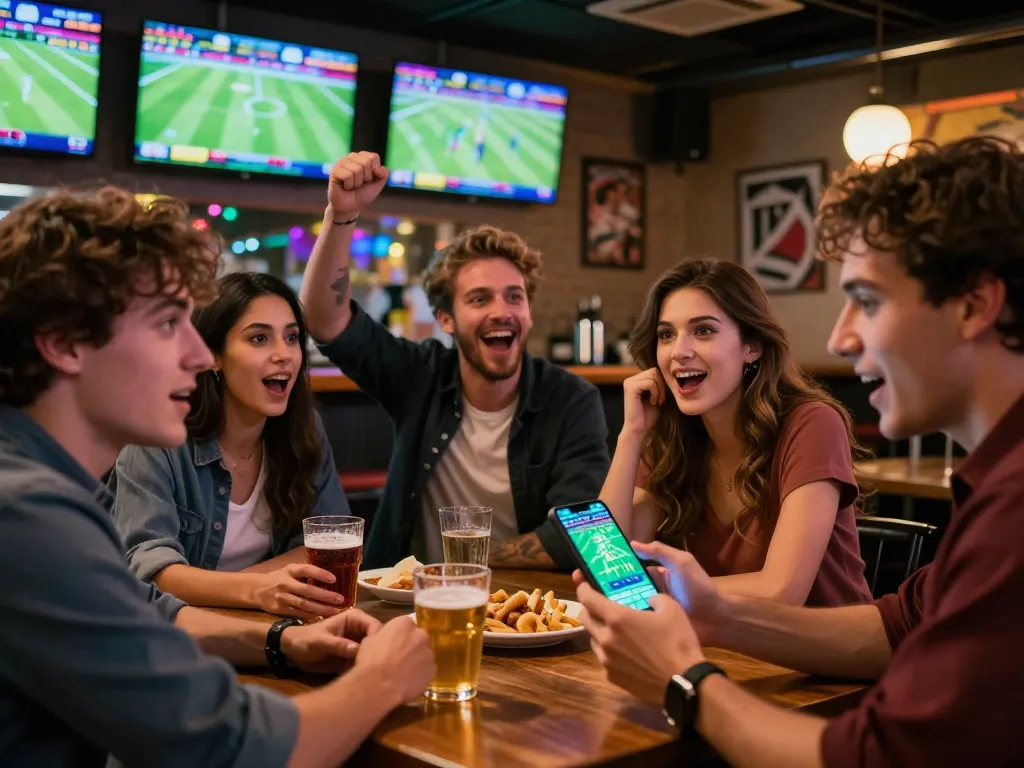 Watch popular sports while placing bets on https://9bet.works/ with friends in vibrant bar setting