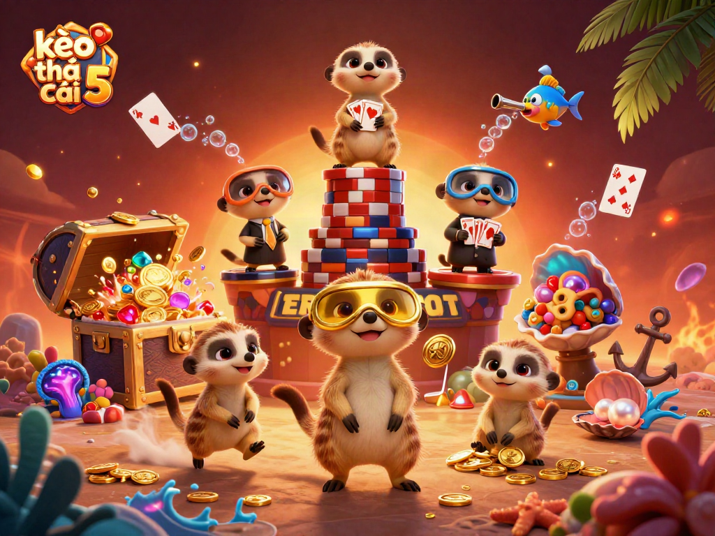Engage with the vibrant kèo nhà cái 5 casino scene featuring animated meerkats in action.