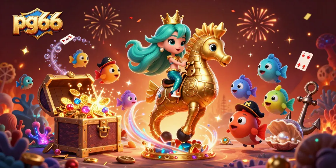 Engage in top-tier gaming excitement at pg66 with colorful characters in a vibrant underwater casino scene.