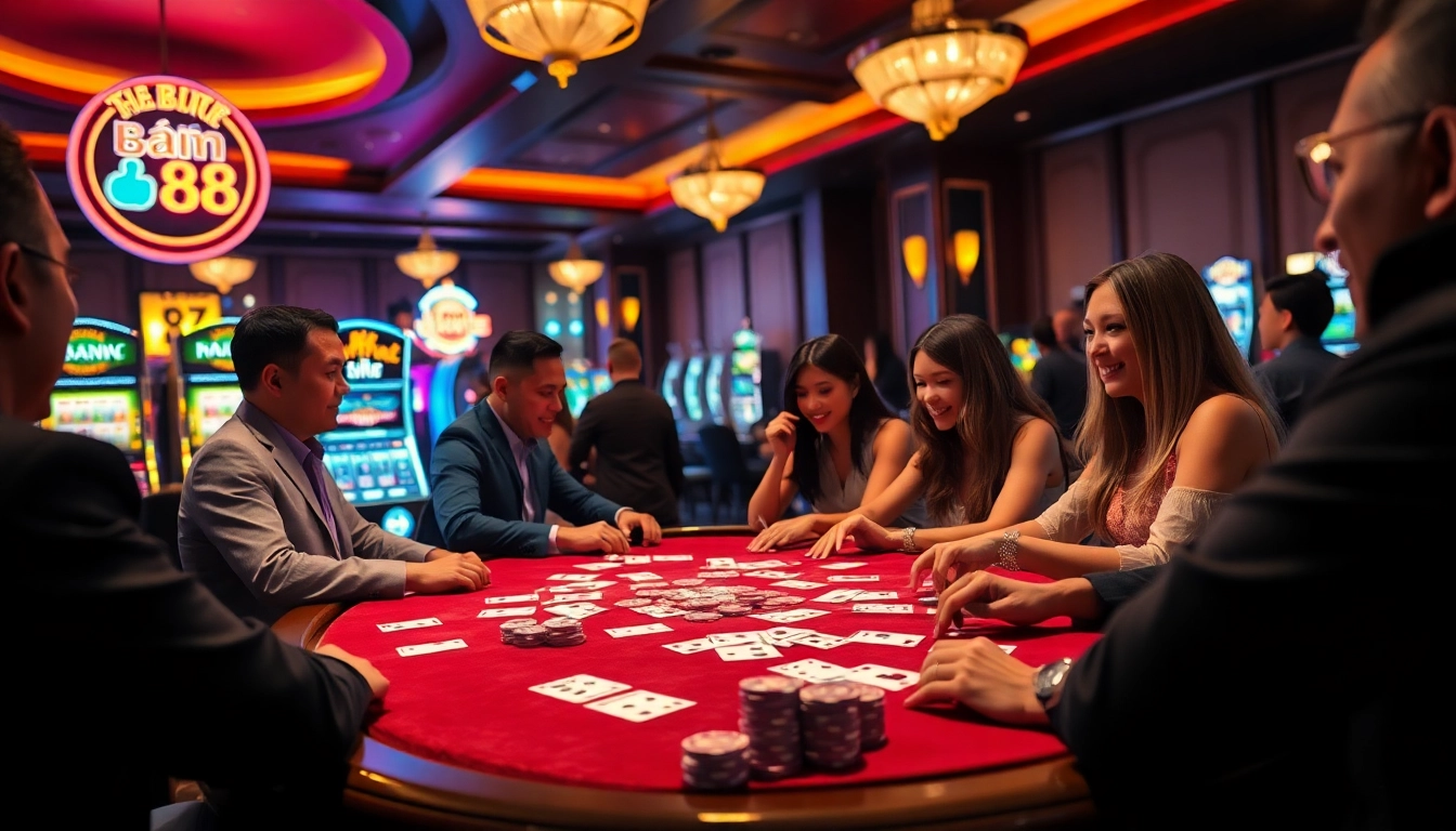 Engaging gameplay experiences at trang chủ kim88 with players enjoying casino games, chips, and cards.