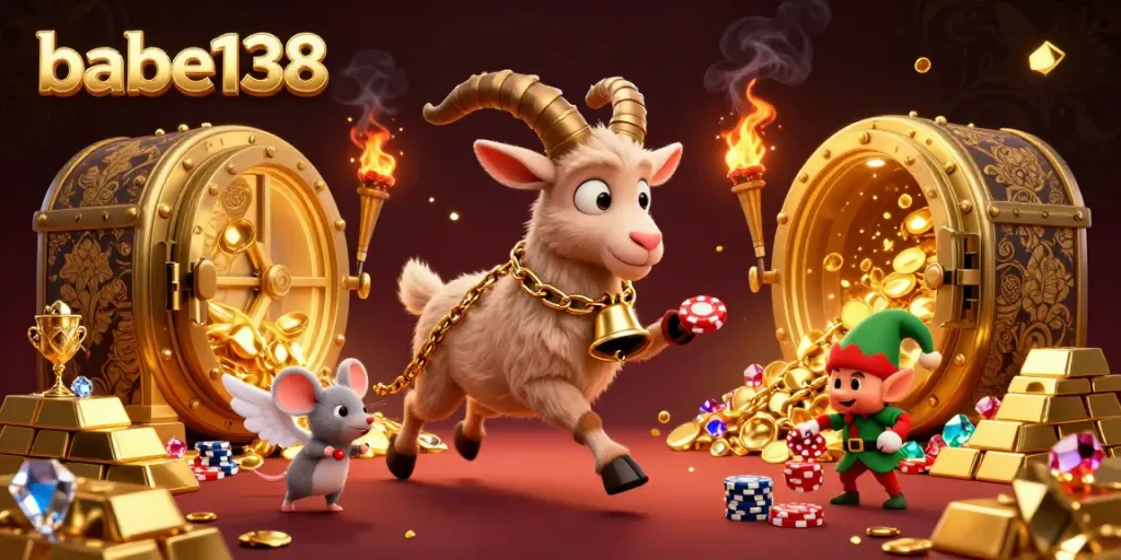 Gambarkan momen menegangkan di kasino dengan karakter krampus dan mouse mencoba mengatur pencurian chip poker di babe138.