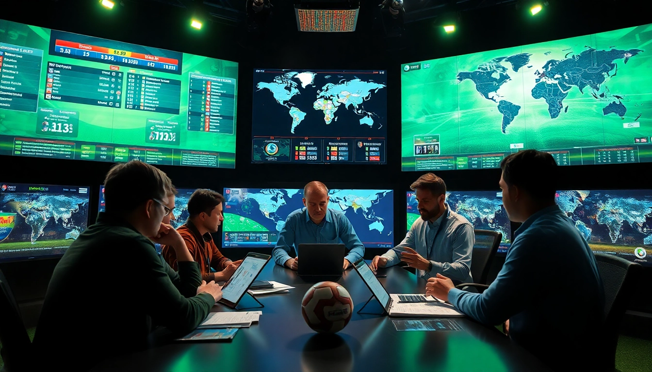 Dynamic football analysis studio showcasing live scores and analysts discussing strategies on bongdanet.