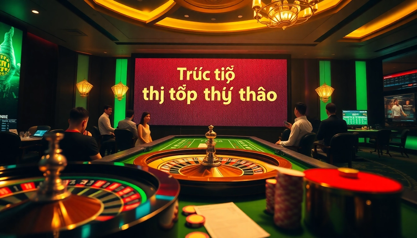 Experience live betting excitement with Trực tiếp thể thao in a luxurious casino environment.