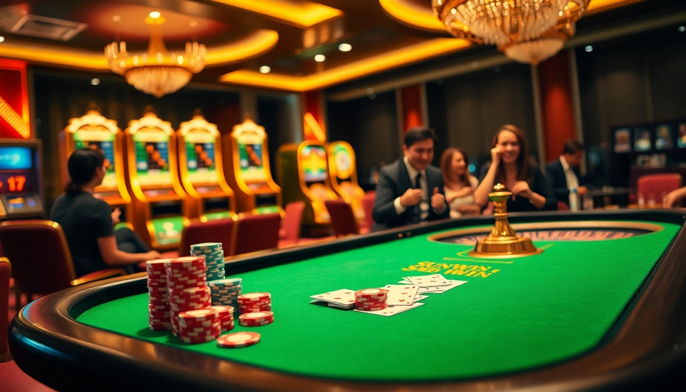 Sunwin table game scene with vibrant colors, poker chips, and casino excitement