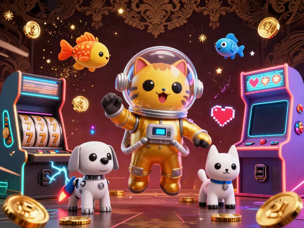Experience the thrill of 789win in ultra-detailed digital art featuring an astronaut cat and gaming elements.
