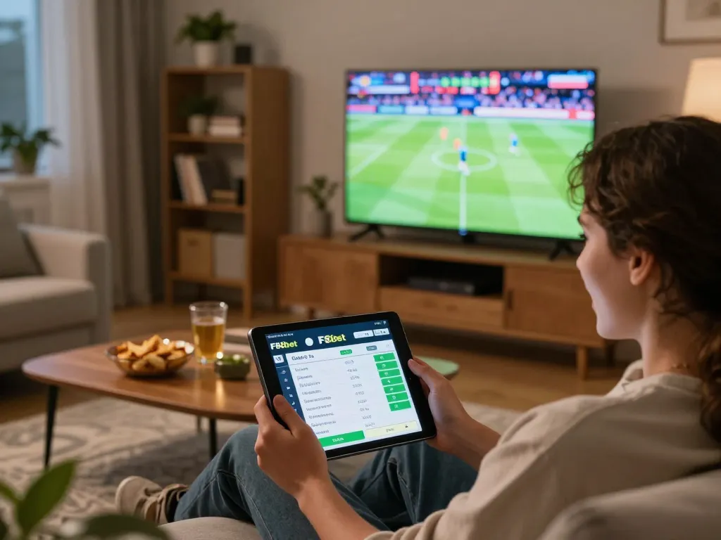Person enjoying a thrilling betting experience on F8bet mobile app during a live sports event.