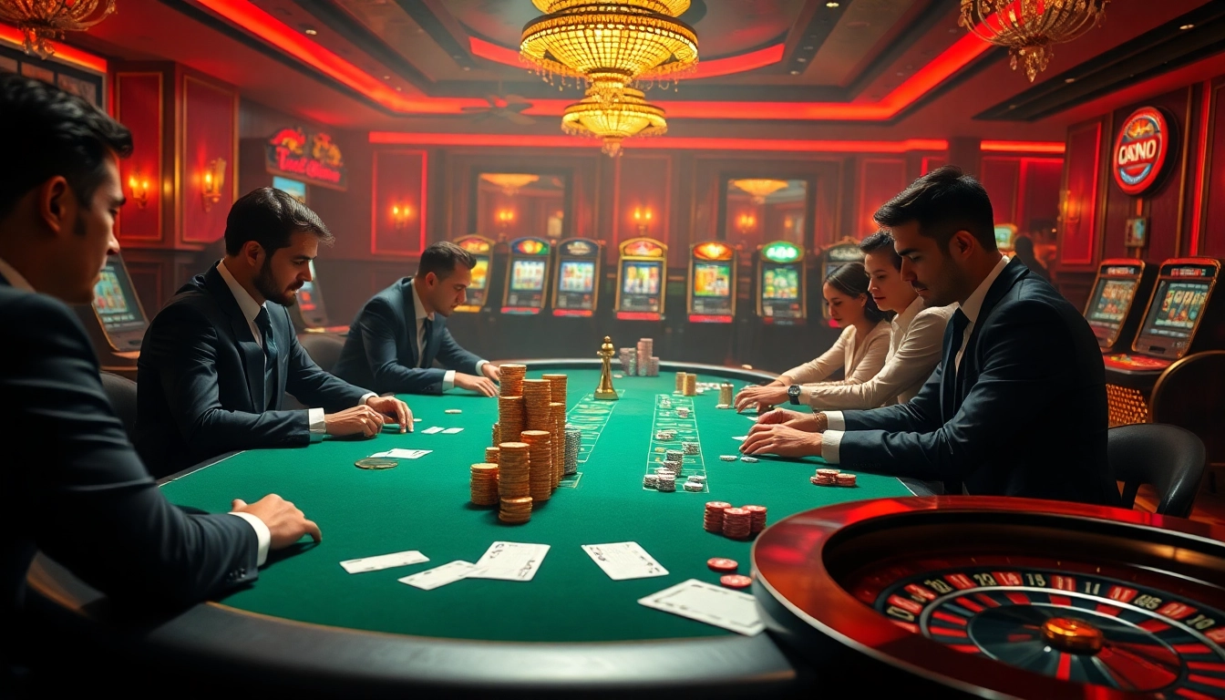 Experience high-stakes action at an ok9 poker table with glamorous chips and intense gameplay.