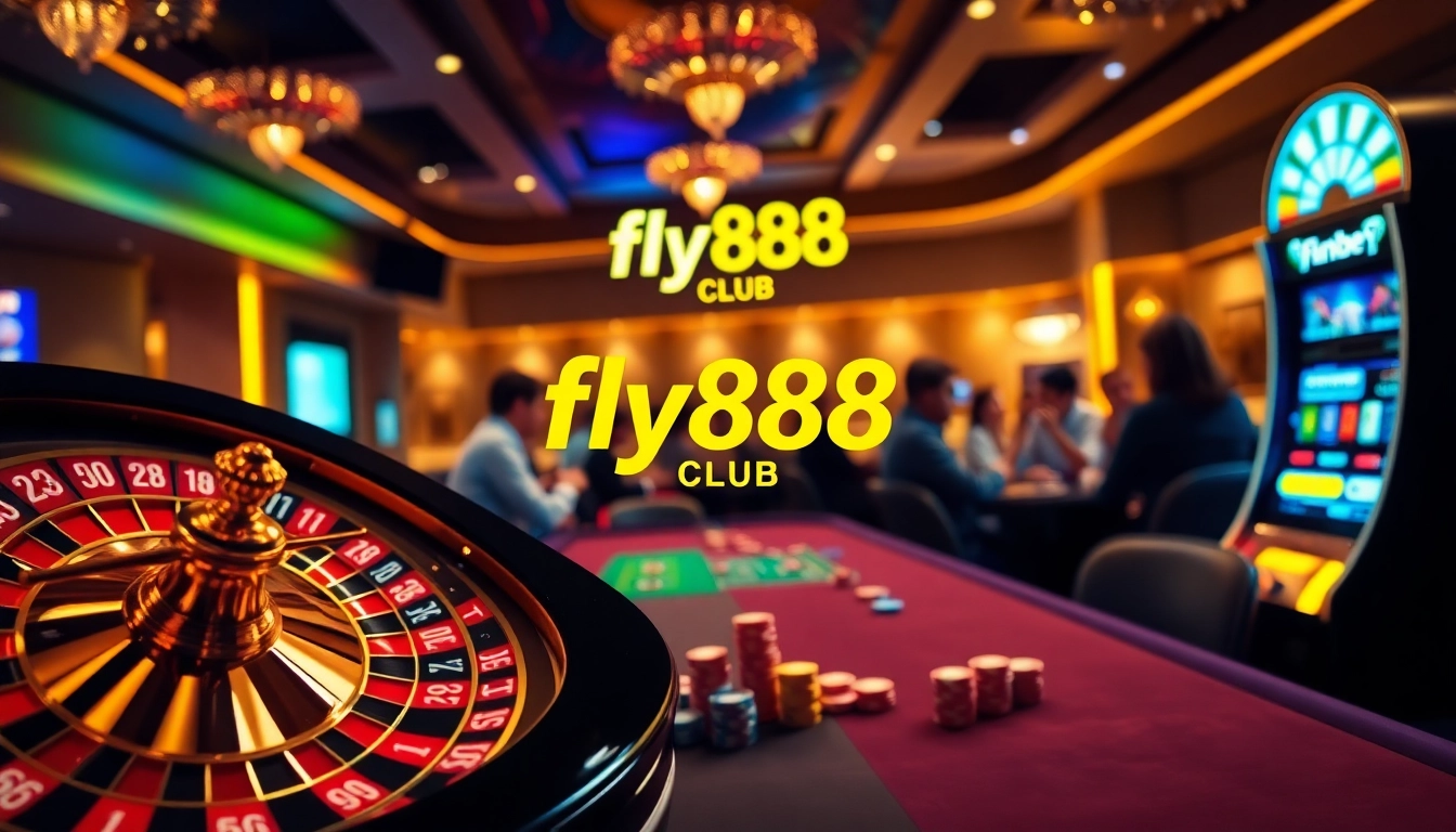 Experience thrilling gameplay at fly888 club with exciting tables and vibrant poker chips.