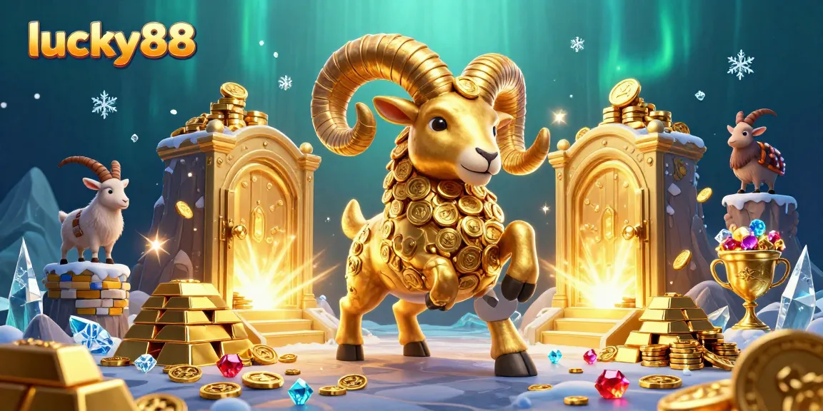 Experience thrilling gameplay at lucky88 with a golden ram charging past a treasure vault.