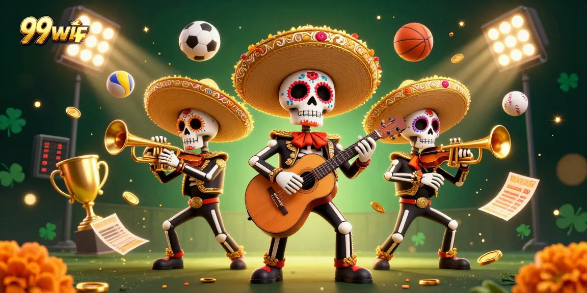 Win big with 99win while enjoying a lively mariachi casino atmosphere filled with sports elements.