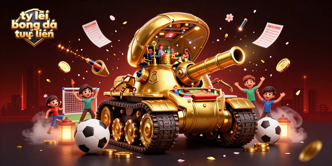 Experience thrilling sports betting action at tỷ lệ bóng đá trực tuyến, featuring a golden beetle tank casino amidst dazzling elements.