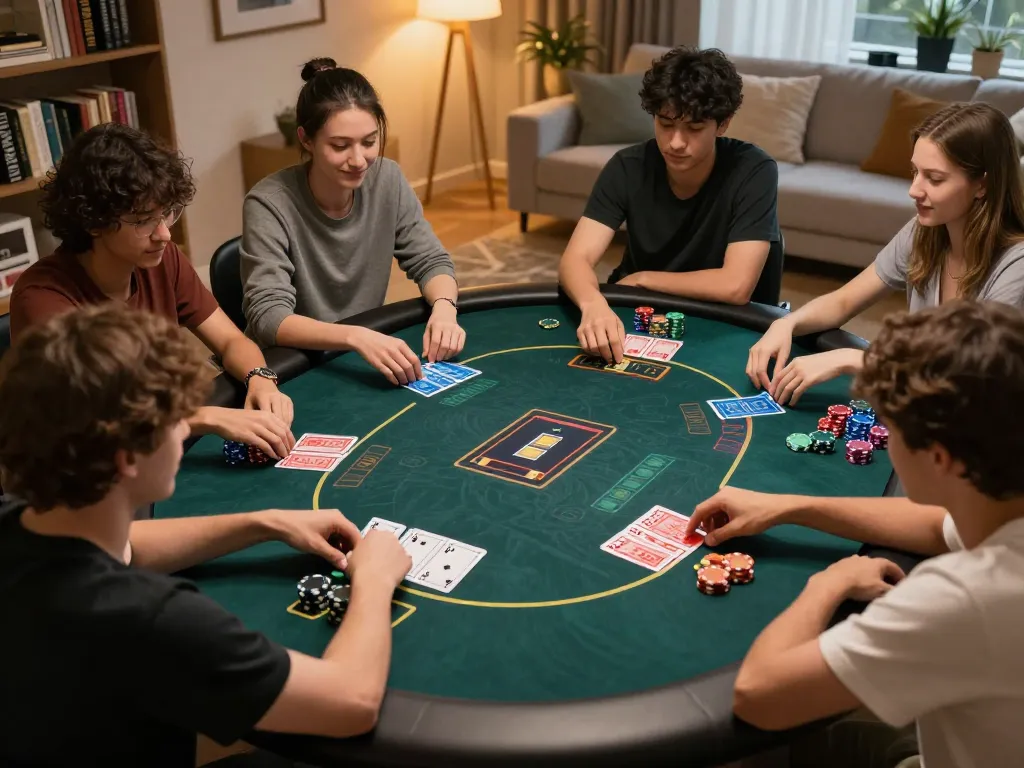 Players strategizing in an online poker game with F168 interface, showcasing engaging gameplay dynamics.