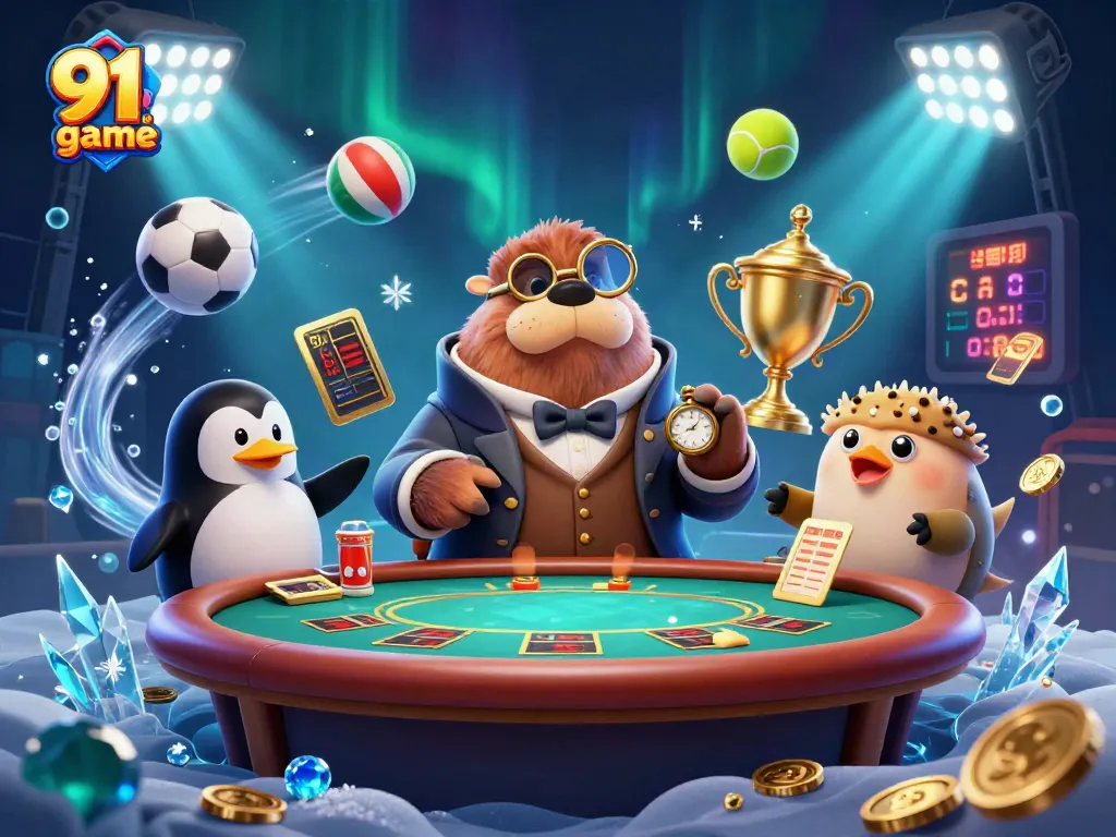 Engage in the thrilling 91 club game with vibrant characters and dynamic elements showcasing an underwater poker scene.