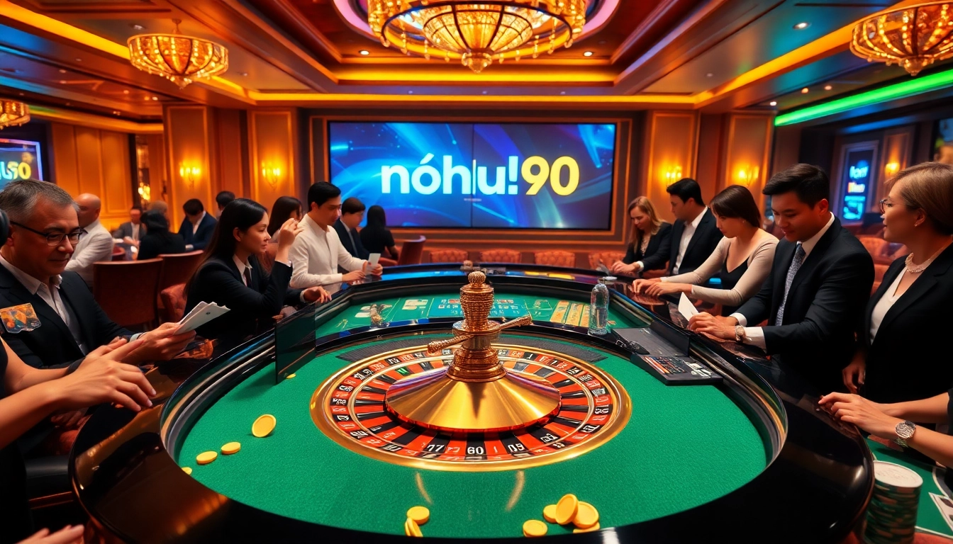 Experience the thrill of winning at trang chủ nohu90's professional casino table, filled with vibrant chips and cards.