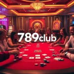 Excited players engaging in poker at 789club with vibrant chips and cards.