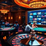 Players enjoying a thrilling game at the LC88 casino tables with vibrant lighting.