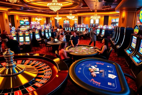 fun79 players celebrating a win at an extravagant casino table, rich colors and excitement