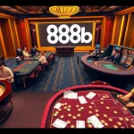 Engaging gamblers at the 888b casino with roulette, poker tables, and thrilling action.