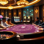 Engaging poker players experience thrilling gambling action in a luxurious casino setting, highlighting Tiên Nghịch themes.