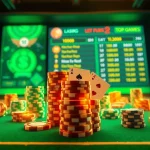 Exciting online gaming atmosphere at topgamebaidoithuong.mx featuring vibrant cards and chips.