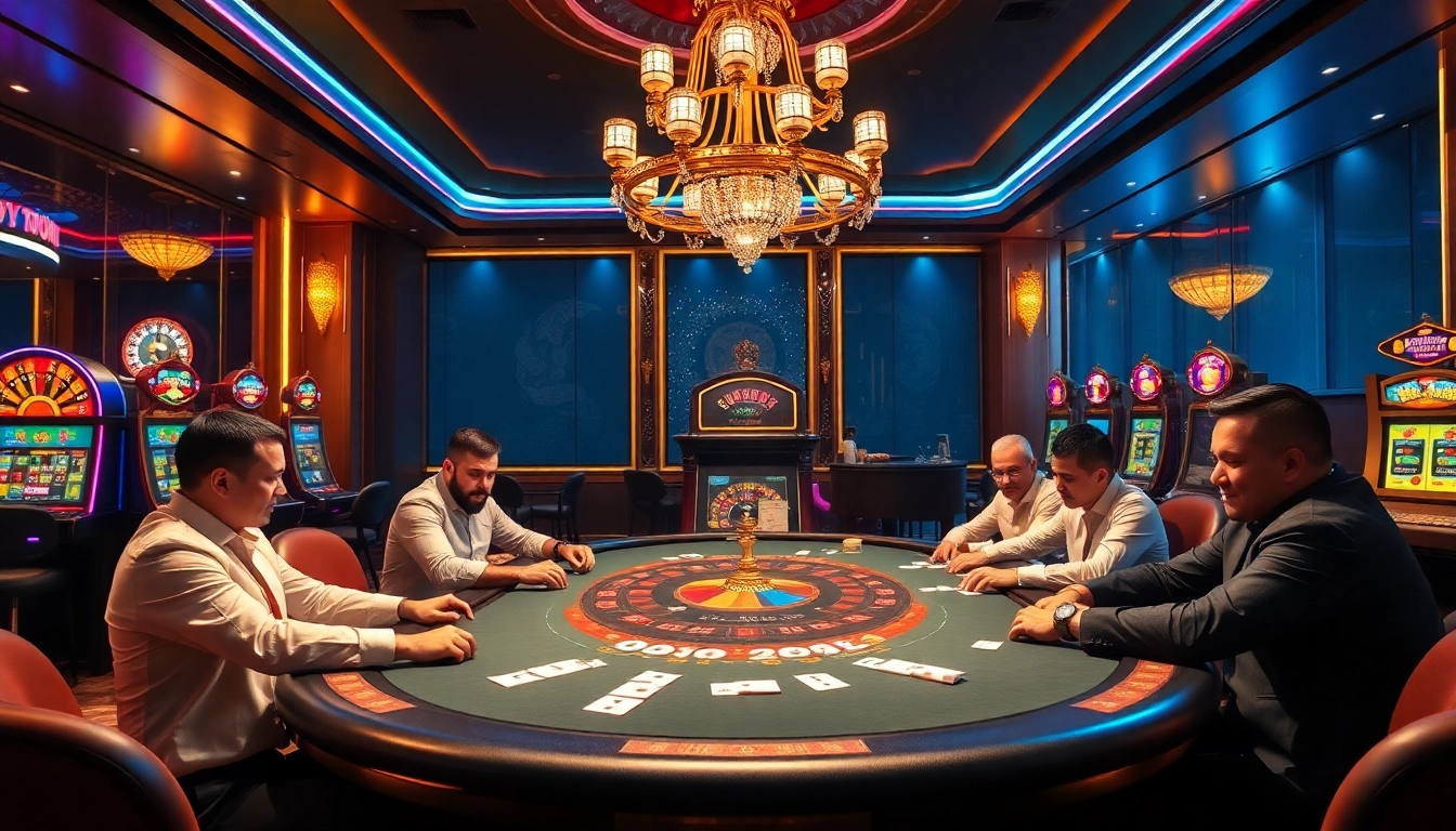 Experience high-stakes excitement at red88.hot/ with players engaged in a thrilling poker game in a luxury casino.