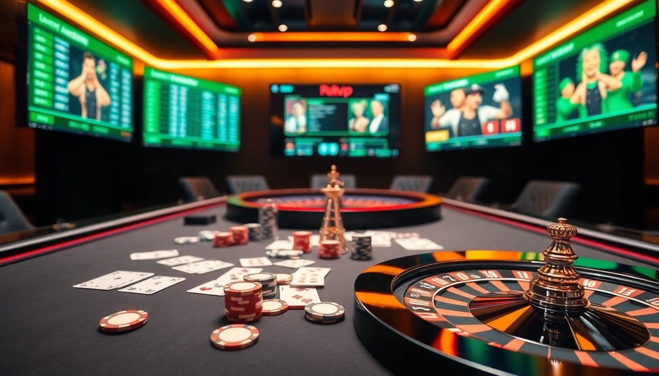 Exciting online gaming action at RIKVIP, showcasing a casino table with cards and chips.