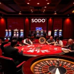 Experience the excitement of gaming at SODO Casino with luxurious tables and vibrant machines.