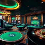 Experience luxury gaming at S8 nhà cái with an interactive online casino scene showcasing vibrant gameplay.