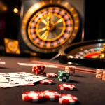 Engaging online gambling experience at nhà cái 8kbet with poker chips and roulette wheel.