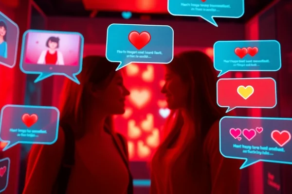 Engaging spicy chat AI interface showcasing lively conversations in vibrant colors.