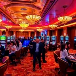 Experience excitement at TR88 com with diverse gamblers enjoying slot machines.
