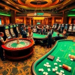 Players enjoying exciting games at 789F casino, featuring vibrant slot machines and poker action.