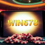 WIN678 showcases a luxurious online gambling interface with vibrant slot machines and roulette wheels.