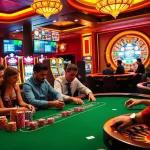 Experience thrilling gameplay at a casino table with vvjl elements, showcasing poker chips and vibrant lights.