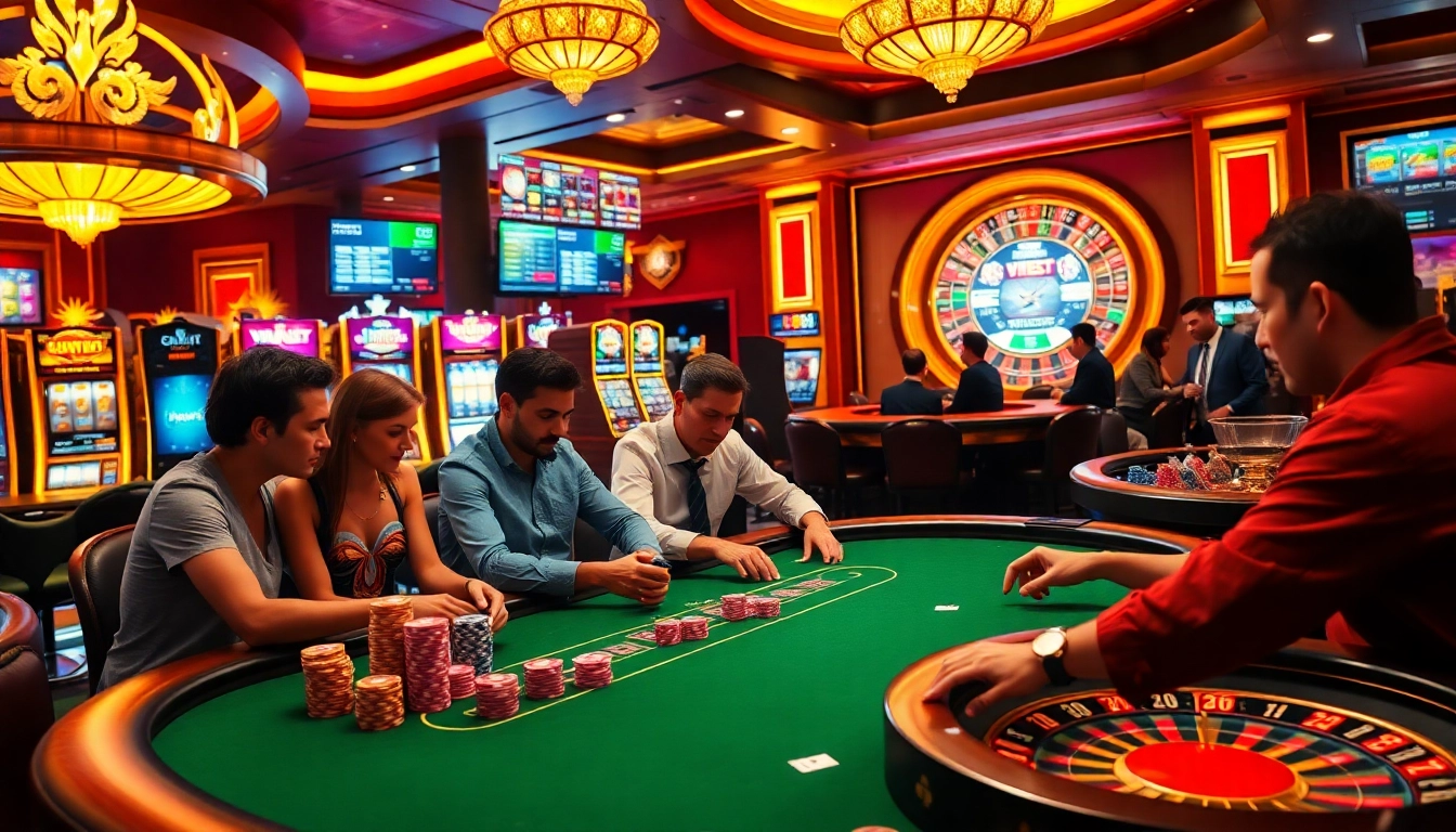 Experience thrilling gameplay at a casino table with vvjl elements, showcasing poker chips and vibrant lights.