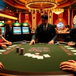 Players enjoying a thrilling poker game at sv88s.pro with vibrant casino elements.