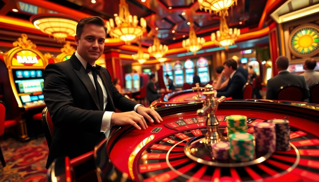 Players experiencing the luxury of gambling at 11uu with poker chips and a roulette wheel.