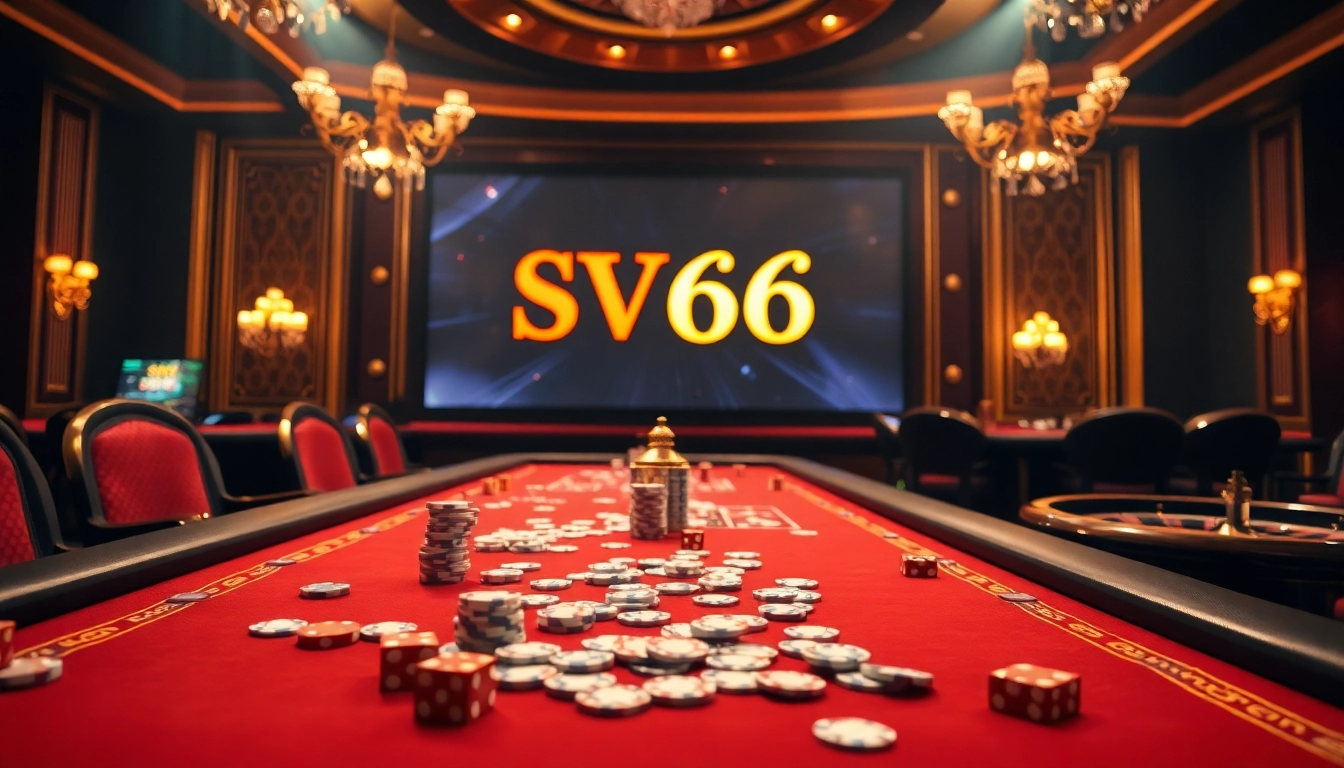 Experience the thrill of sv66 casino gaming with vibrant chips and an elegant table setup.