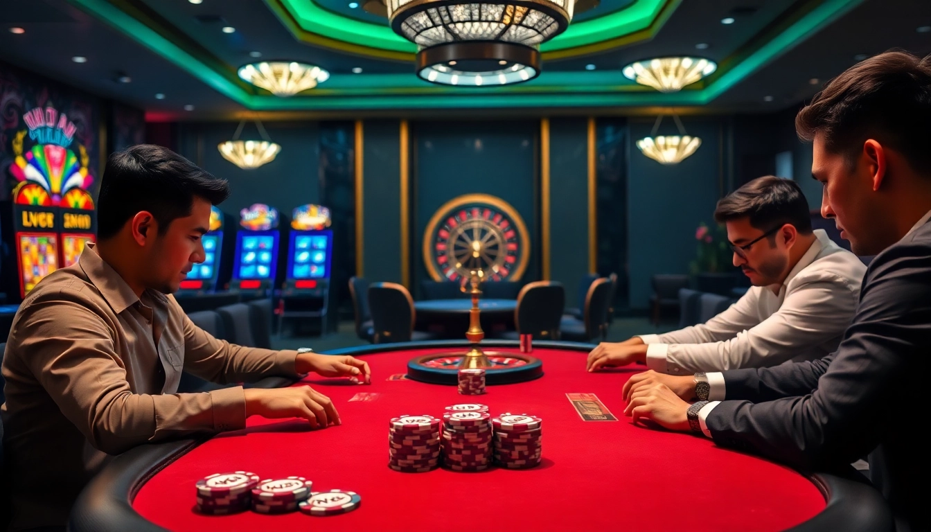 Professional players engaged at a poker table highlighting the allure of NK88 casino gaming.